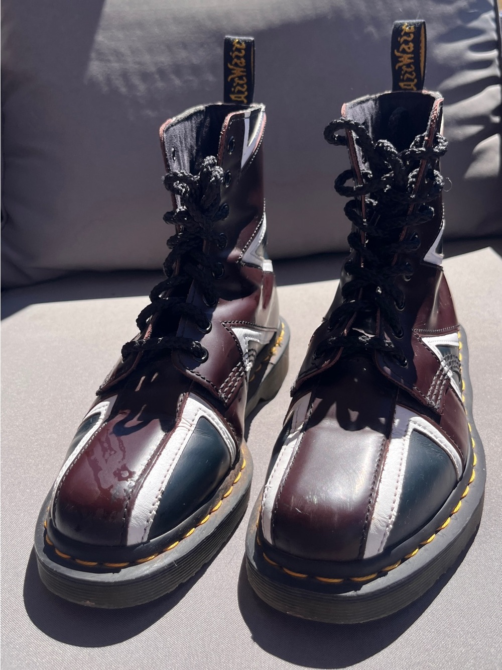 Dr. Martens 1460 Union Jack Boots Women’s US 7 EU 38 Burgandy blue white